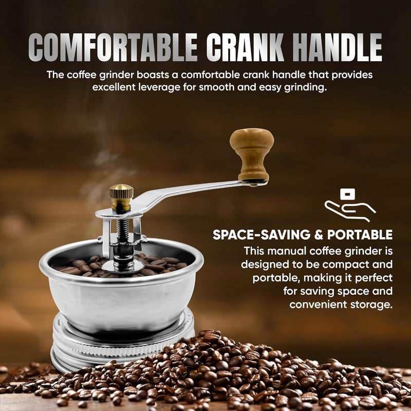 ByteX Stainless Steel Coffee Grinder Lid Attachment for Regular Mouth Mason Jars - Manual Crank Burr Grinder for Fresh Coffee, Ideal for Camping, Home Barista, Rust Proof Ceramic Mechanism - Image 5
